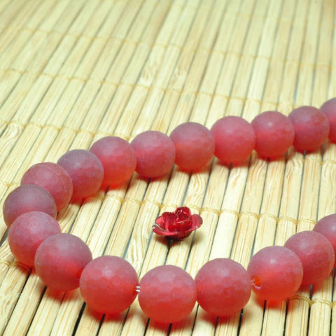 47 pcs of Natural Carnelian matte and faceted round beads in 8mm (128 faces)