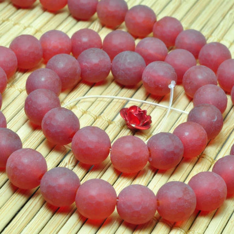 47 pcs of Natural Carnelian matte and faceted round beads in 8mm (128 faces)