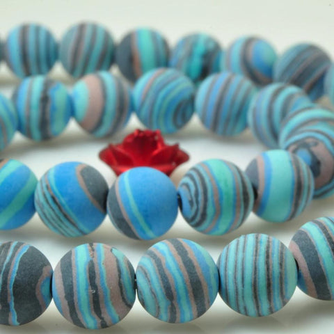 YesBeads Blue Malachite matte round Synthetic beads wholesale jewelry making