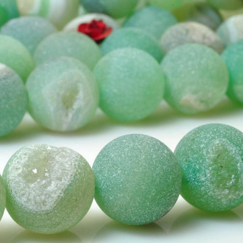 31 pcs of Green Agate matte round beads in 12mm