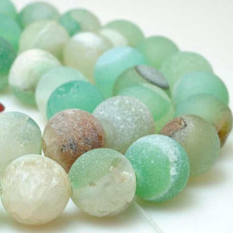 47 pcs of Green Agate matte round beads in 8mm