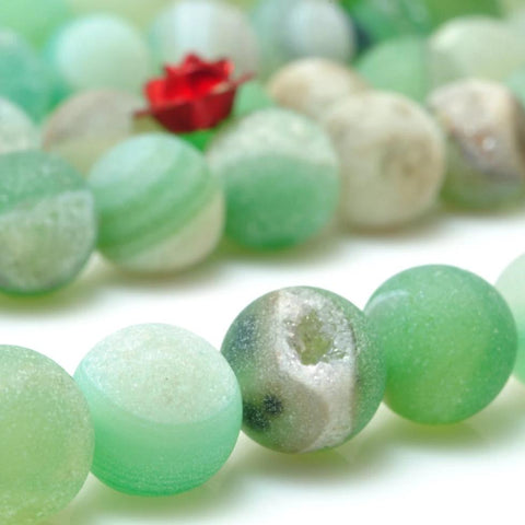 47 pcs of Green Agate matte round beads in 8mm