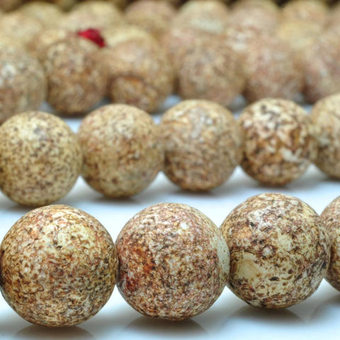 YesBeads Bodhi Jasper matte round loose beads bodhi mala wholesale gemstone jewelry 15"