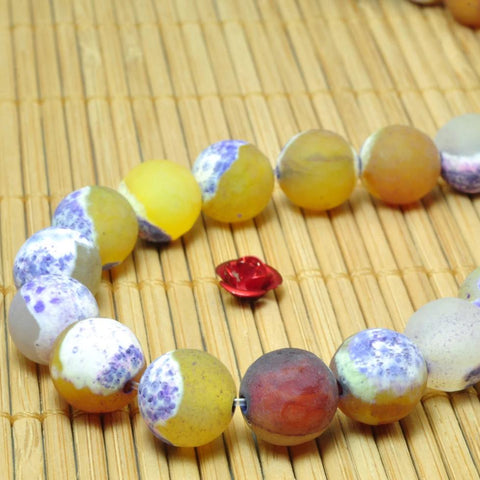 37 pcs of Dyed Rainbow Agate matte round beads in 10mm