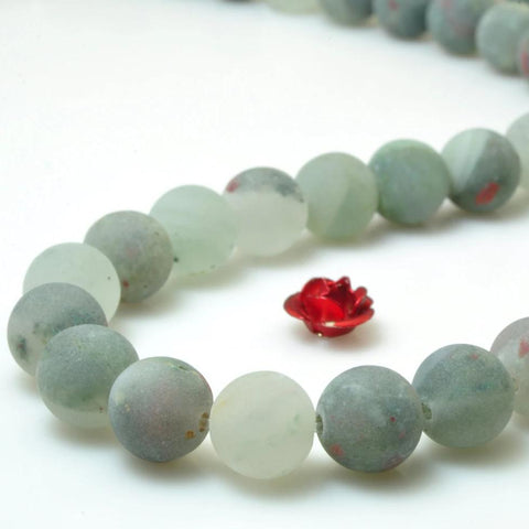 47 pcs of Natural Africa Iron Blood Stone matte round beads in 8mm