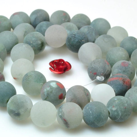 47 pcs of Natural Africa Iron Blood Stone matte round beads in 8mm