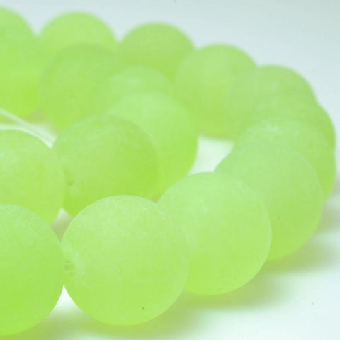 YesBeads Green Jade matte round beads wholesale gemstone jewelry making 15"