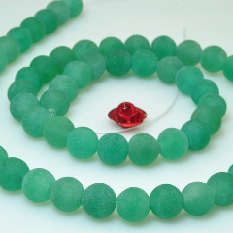 62 pcs of Green Aventurine matte round beads in 6mm
