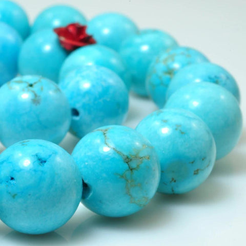 YesBeads Green Turquoise smooth round loose beads wholesale gemstone jewelry 12mm
