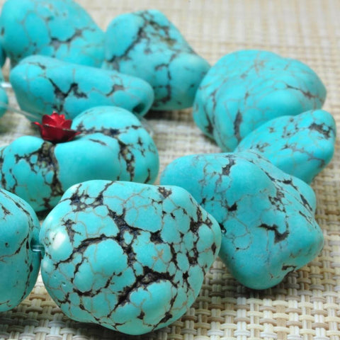 YesBeads 15 inches of GreenTurquoise Rough Nugget Chunks Matte beads in in 15-19 mmx 17-20mm