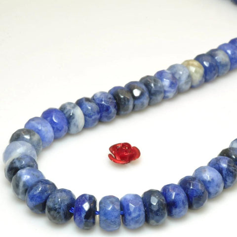 70 pcs of Blue Sodalite Stone faceted rondelle in 5x8mm