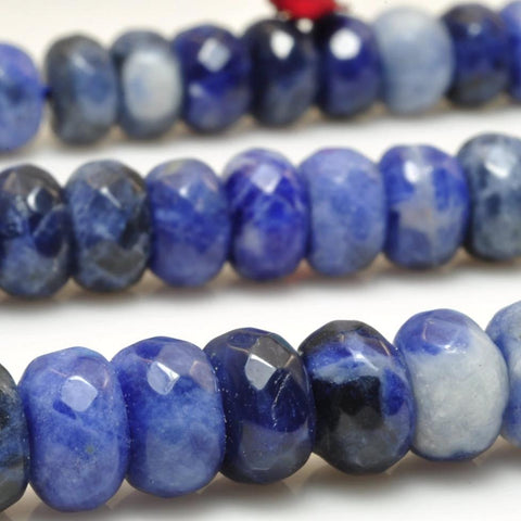 70 pcs of Blue Sodalite Stone faceted rondelle in 5x8mm