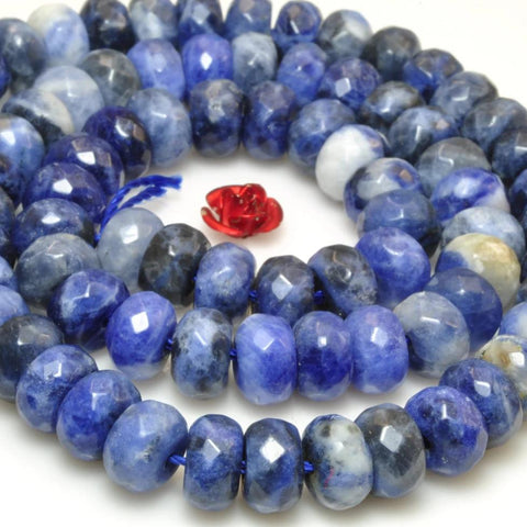 70 pcs of Blue Sodalite Stone faceted rondelle in 5x8mm