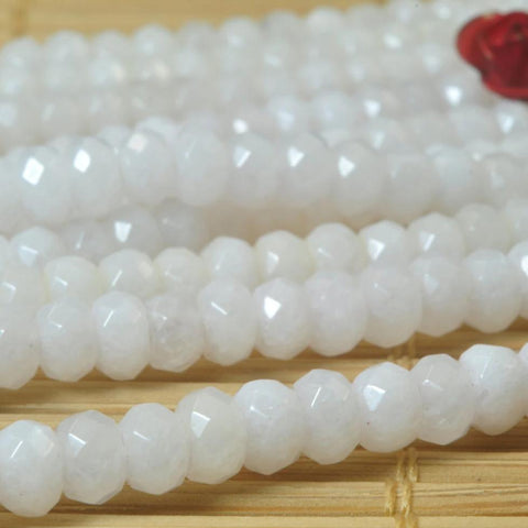 YesBeads Natural White Jade faceted rondelle loose beads wholesale gemstone jewelry