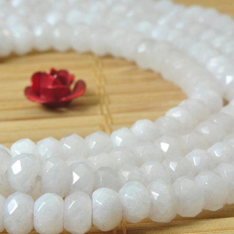 YesBeads Natural White Jade faceted rondelle loose beads wholesale gemstone jewelry