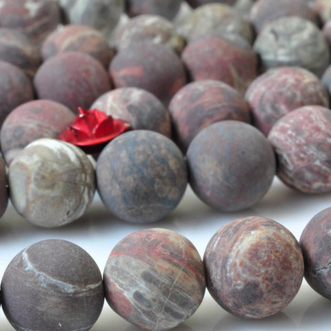 37 pcs of Natural Rainbow jasper matte round beads in 10mm