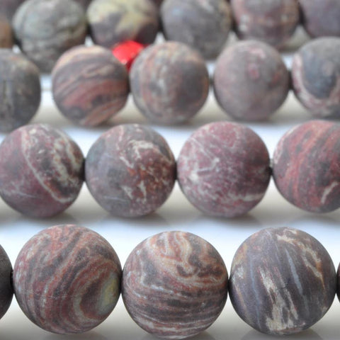 37 pcs of Natural Rainbow jasper matte round beads in 10mm