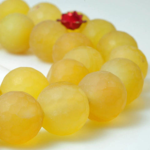 37 pcs of Natural Yellow Agate matte round beads in 10mm