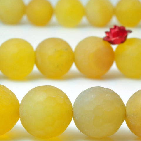 37 pcs of Natural Yellow Agate matte round beads in 10mm