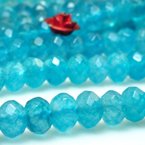 92 pcs of Natural Dyed Blue Jade faceted rondelle beads in 4x6mm