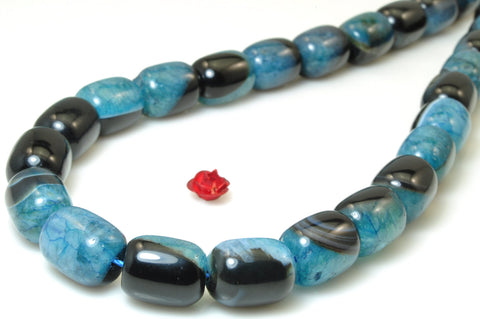 YesBeads Blue agate smooth barrel drum beads wholesale gemstone jewelry making