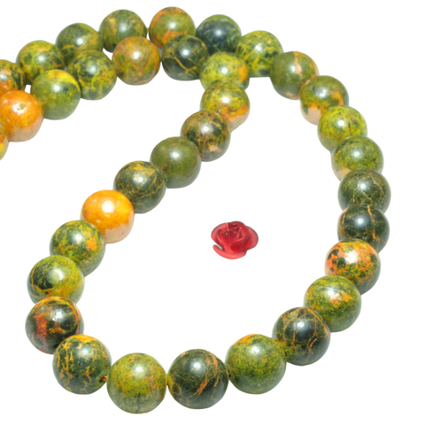 Natural Bumble Bee Stone Loose Beads Round DIY Jewelry Making Supplies for Necklace Bracelet Handmade