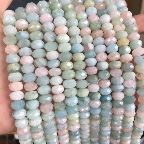 Natural Morganite Multicolor gemsotne faceted rondelle beads wholesale semi preciouse stone for jewelry making DIY