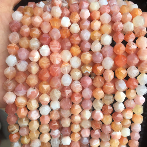 Natural Botswana Agate Pink Orange star cut faceted nugget beads wholesale loose gemstone for jewelry making DIY
