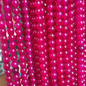 Rose Red Agate smooth round loose beads wholesale gemstone jewelry making diy bracelet 8mm 15"