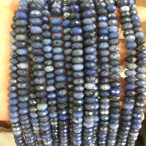 Natural Blue Dumortierite faceted rondelle beads wholesale gemstone for jewelry making bracelets necklace DIY stuff