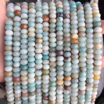 Natural Amazonite smooth rondelle beads wholesale gemstone for jewelry making DIY bracelets necklace stuff