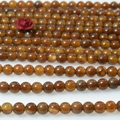 Brown agate smooth round beads wholesale loose gemstone for jewelry making bracelet necklace diy