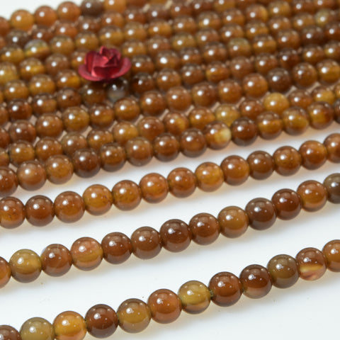 Brown agate smooth round beads wholesale loose gemstone for jewelry making bracelet necklace diy
