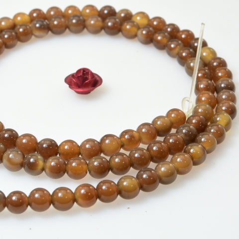 Brown agate smooth round beads wholesale loose gemstone for jewelry making bracelet necklace diy
