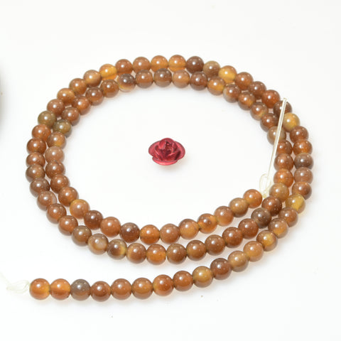 Brown agate smooth round beads wholesale loose gemstone for jewelry making bracelet necklace diy