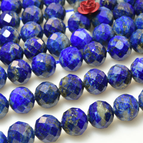 Natural lapis lazuli gemstone faceted round beads wholesale gemstone jewelry making bracelet necklace diy