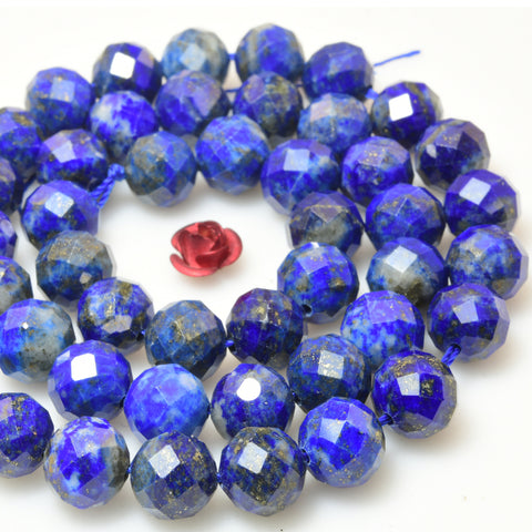 Natural lapis lazuli gemstone faceted round beads wholesale gemstone jewelry making bracelet necklace diy