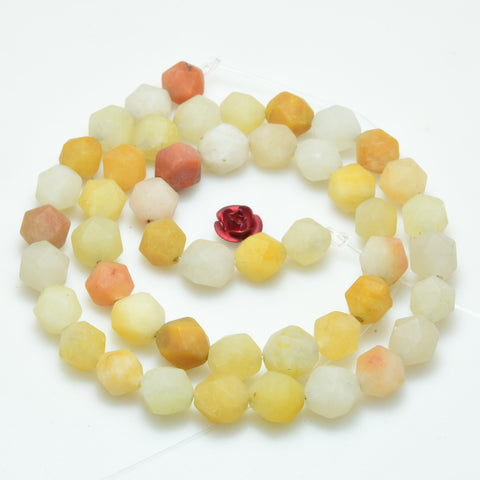 Natural Gold Silk Jade star cut faceted matte nugget beads gemstone jewelry making bracelet diy stuff