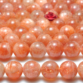 Natural Orange Golden Sunstone smooth round loose beads gemstone wholesale for jewelry making diy bracelet necklace