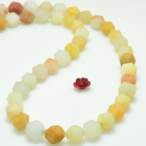 Natural Gold Silk Jade star cut faceted matte nugget beads gemstone jewelry making bracelet diy stuff