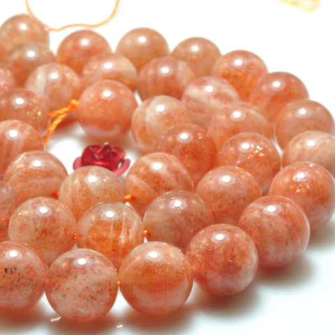 Natural Orange Golden Sunstone smooth round loose beads gemstone wholesale for jewelry making diy bracelet necklace