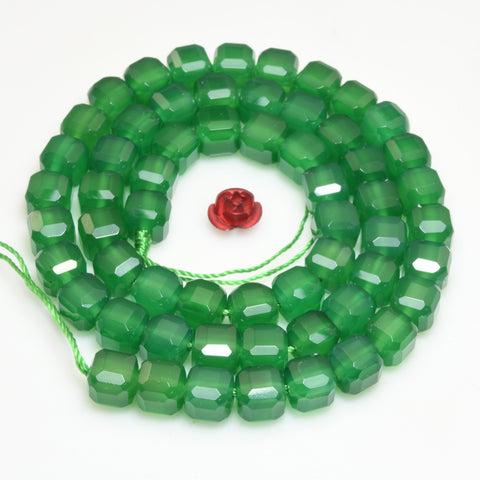 Natural green agate faceted cube beads loose gemstone wholesale for jewelry making diy bracelet necklace