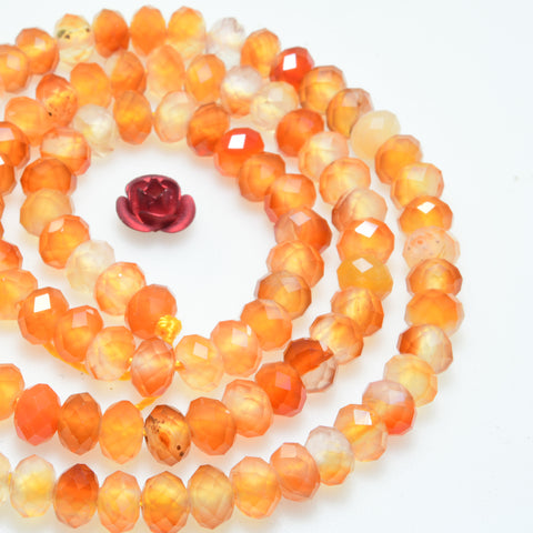 Natural rainbow agate orange red faceted rondelle beads wholesale loose gemstone for jewelry making diy