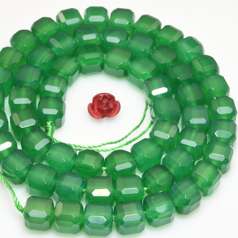 Natural green agate faceted cube beads loose gemstone wholesale for jewelry making diy bracelet necklace