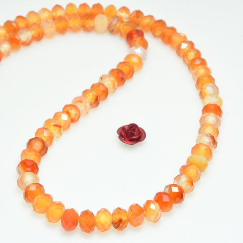 Natural rainbow agate orange red faceted rondelle beads wholesale loose gemstone for jewelry making diy