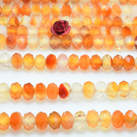 Natural rainbow agate orange red faceted rondelle beads wholesale loose gemstone for jewelry making diy