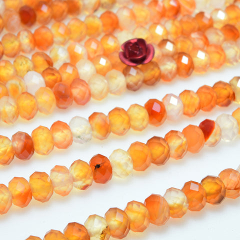 Natural rainbow agate orange red faceted rondelle beads wholesale loose gemstone for jewelry making diy