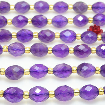 Natural Amethyst Stone Faceted Rice Beads Loose Gemstones Wholesale Jewelry Making Stuff Semi Precious Stone