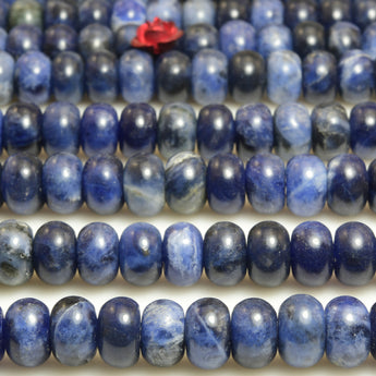 Natural blue sodalite stone smooth rondelle loose beads wholesale gemstone jewelry making bracelet necklace diy