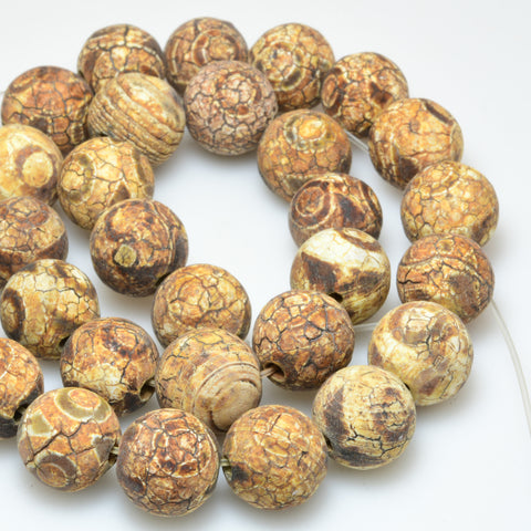 Tibetan agate dzi three-eyes agate matte round beads wholesale gemstone jewelry making bracelet necklace diy